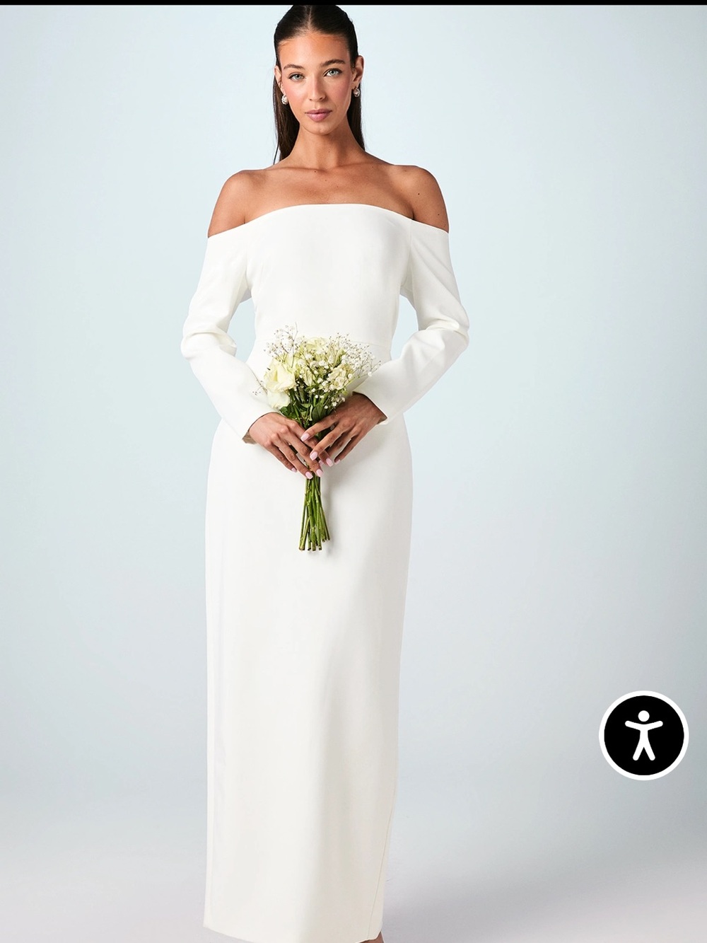 Coast Bardot Long Sleeve Crepe Column Wedding Dress